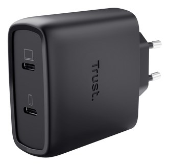 Ładowarka TRUST czarna MAXO GaN 65W 2x USB-C — zdjęcie 1 z 5
