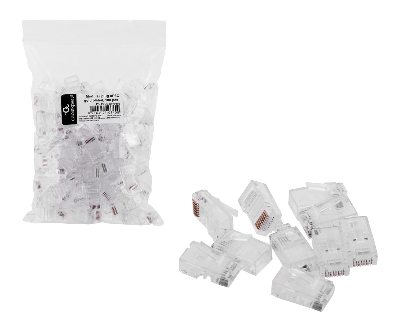 GEMBIRD WTYK RJ45 KAT. 5E, UTP, 8P8C, 100 szt. — zdjęcie 1 z 6