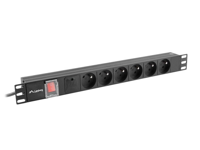 LANBERG Listwa Zasilająca RACK PDU 19" 1U 16A 6X 230V — zdjęcie 1 z 4