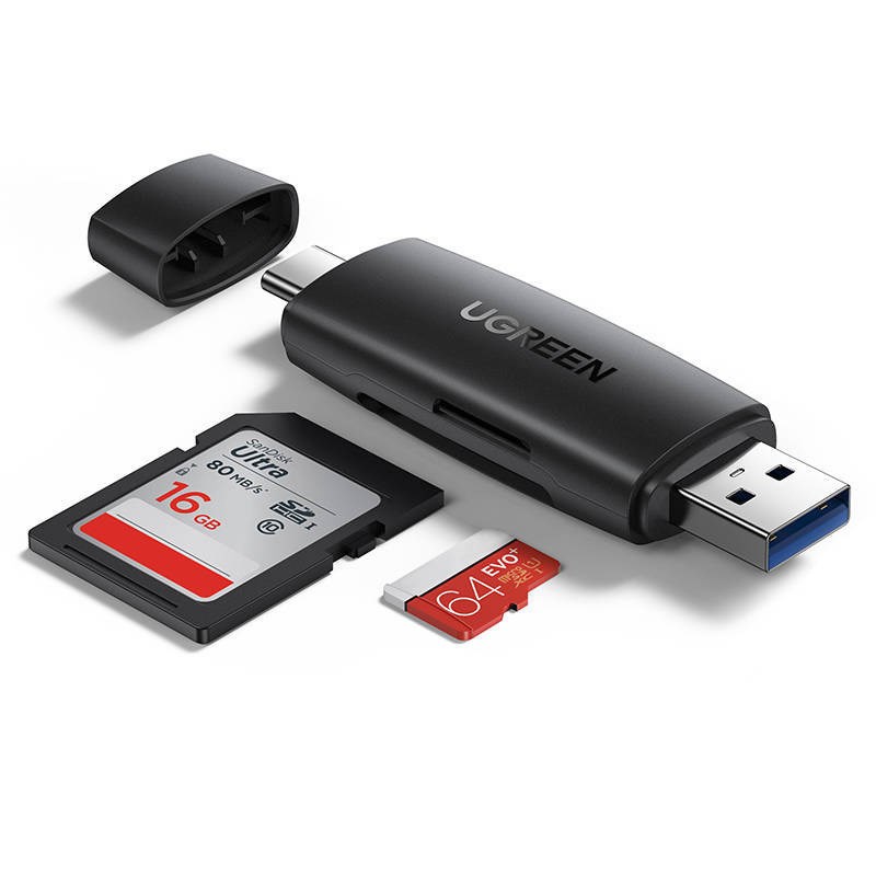 Ugreen adapter czytnik kart SD / micro SD (USB-A / USB-C) czarny