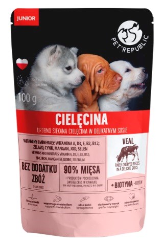 PET REPUBLIC Junior Drobno siekana cielęcina - 100 g