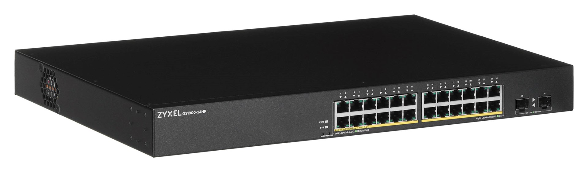 Switch Zyxel GS1900-24HP 26p PoE (PoE+: 24;) 170W Managed Gigabit — zdjęcie 1 z 8