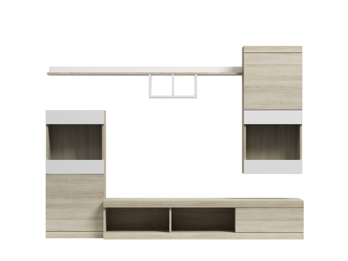 Meblościanka NICK 220/41/190 sonoma mat, biały — zdjęcie 1 z 3