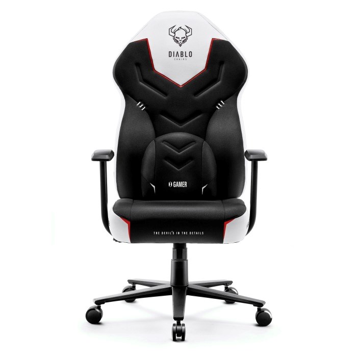 Fotel gamingowy DIABLO X-GAMER czarno-biały — zdjęcie 1 z 6