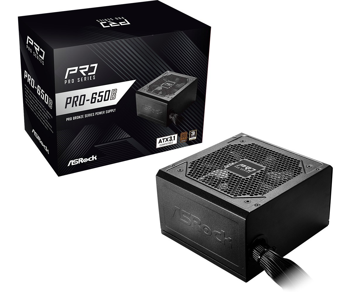 Zasilacz ASRock PRO-650B 650W 80 PLUS Bronze — zdjęcie 1 z 5