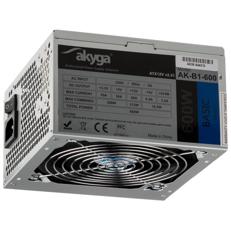 Zasilacz Akyga Basic AK-B1-600, 600 W, Szary — zdjęcie 1 z 4