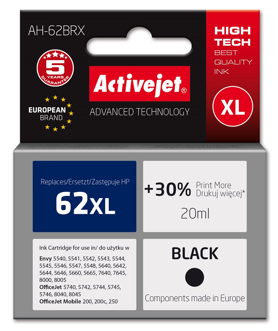 Activejet AH-62BRX Tusz 20ml czarny do HP Officejet