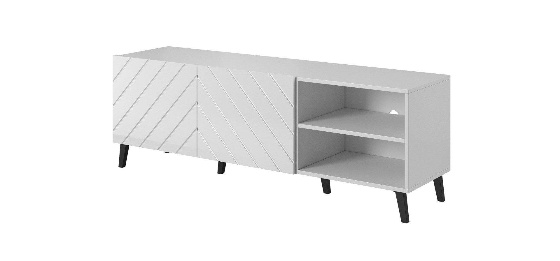 Szafka RTV ABETO 150x42x52 biały/biały połysk — zdjęcie 1 z 8