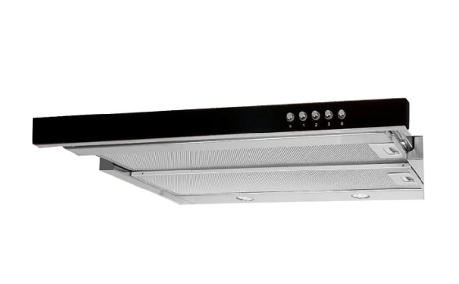 Okap podszafkowy teleskopowy AKPO WK-7 LIGHT GLASS 60 INOX CZARNY (600mm; kolor inox, front czarne szkło) — zdjęcie 1 z 2