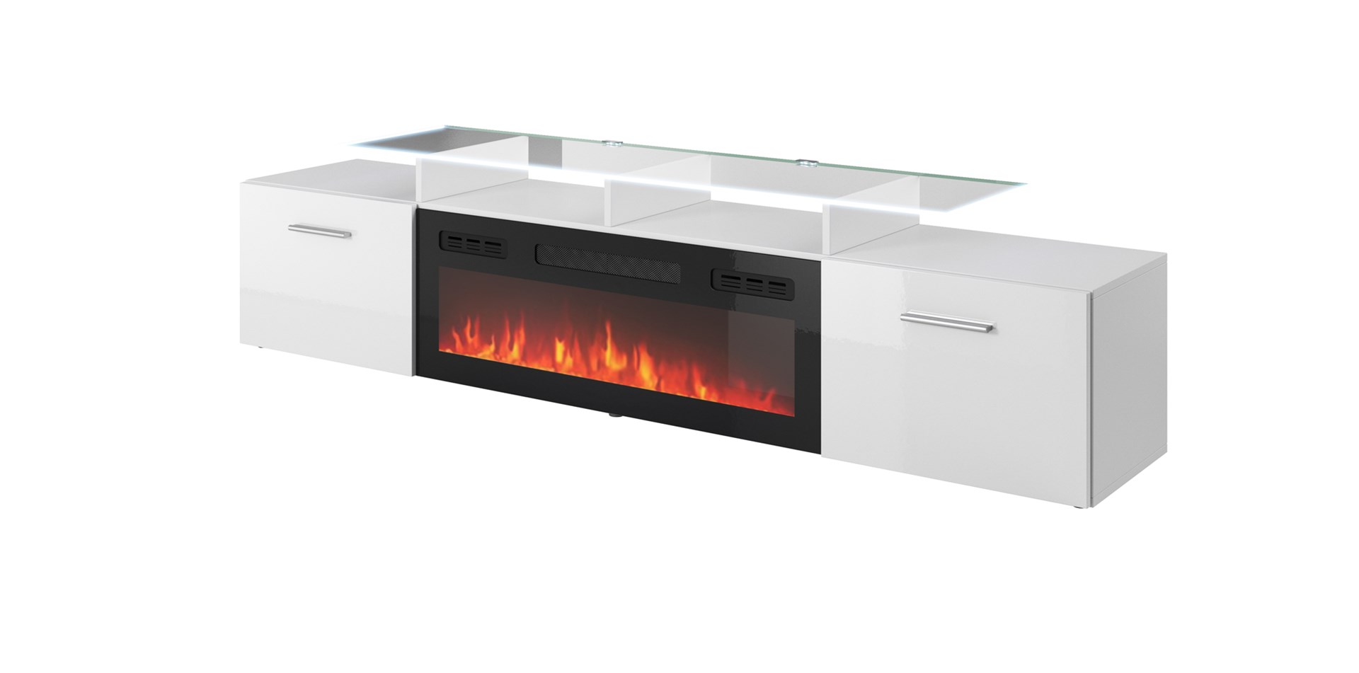 Szafka RTV ROVA 190x37x48 biały/biały połysk — zdjęcie 1 z 4