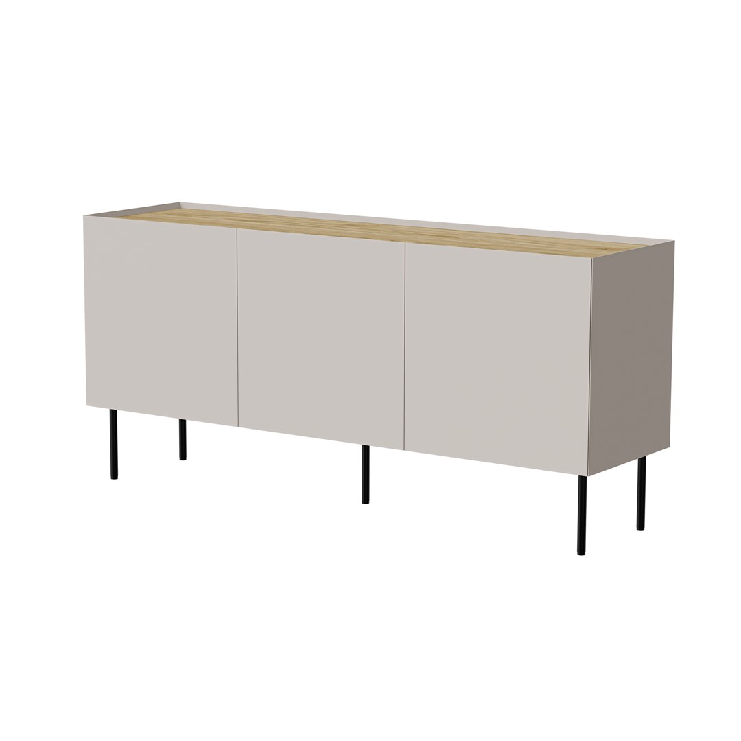 Komoda FELLINI 150x40x70 kaszmir + blat dąb olejowany — zdjęcie 1 z 5