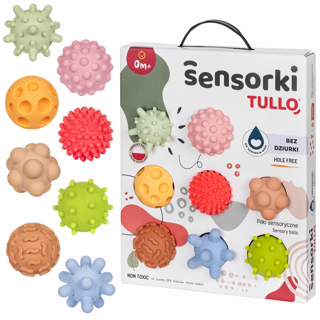 TULLO Piłki sensoryczne bez dziur, pastelowe 8 szt. — zdjęcie 1 z 3
