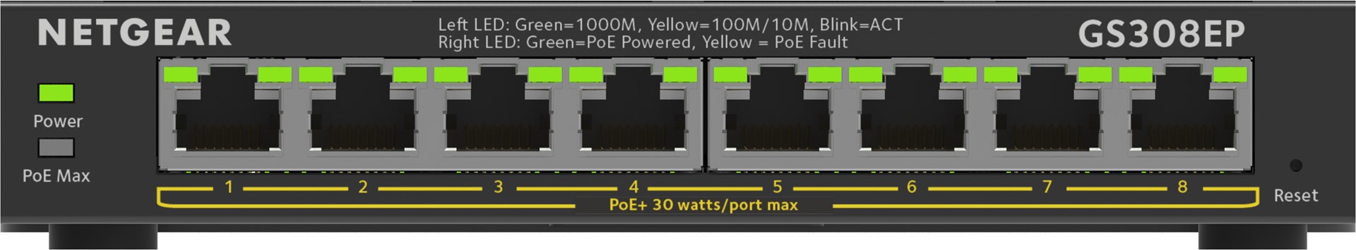 Switch Netgear GS308EP-100PES 8p PoE 62W Unmanaged — zdjęcie 1 z 8