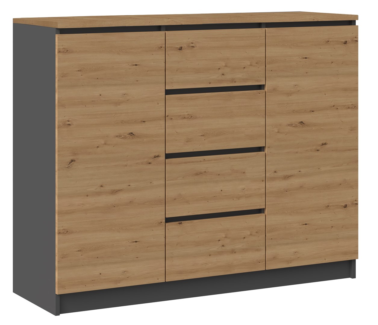 KOMODA BA KPL 2 Drzwi 4 Szuflady Antracyt/Artisan — zdjęcie 1 z 4