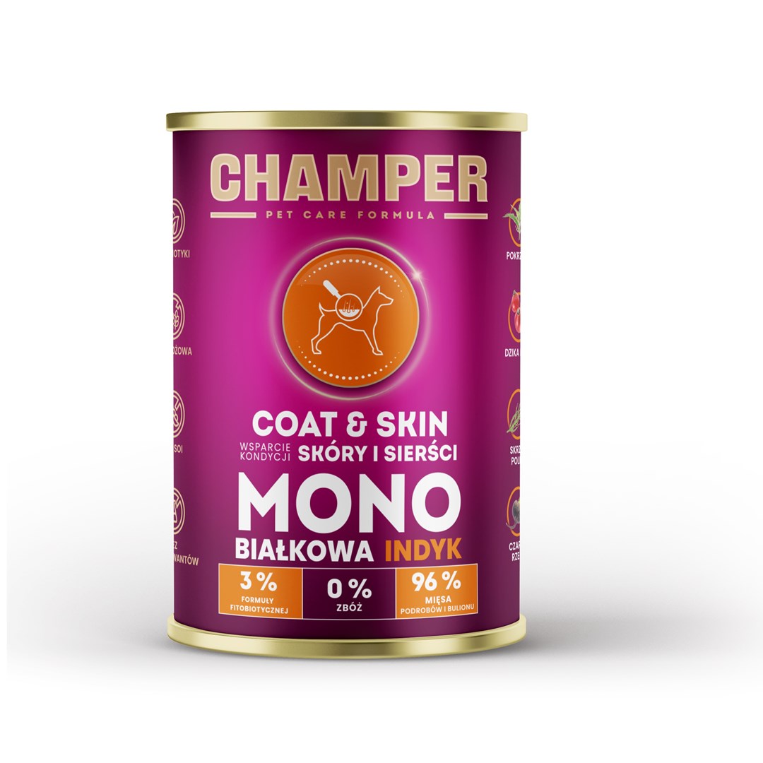 CHAMPER COAT&SKIN MONOBIAŁKOWA 400g dla psa