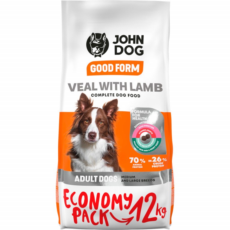 JOHN DOG Good Form Adult Cielęcina z jagnięciną 12 kg