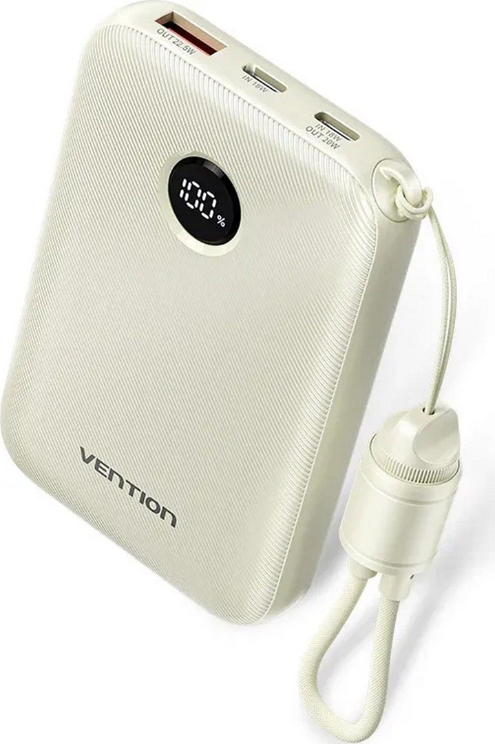 Powerbank Vention 10000mAh 22,5W 3 Porty Beżowy — zdjęcie 1 z 2