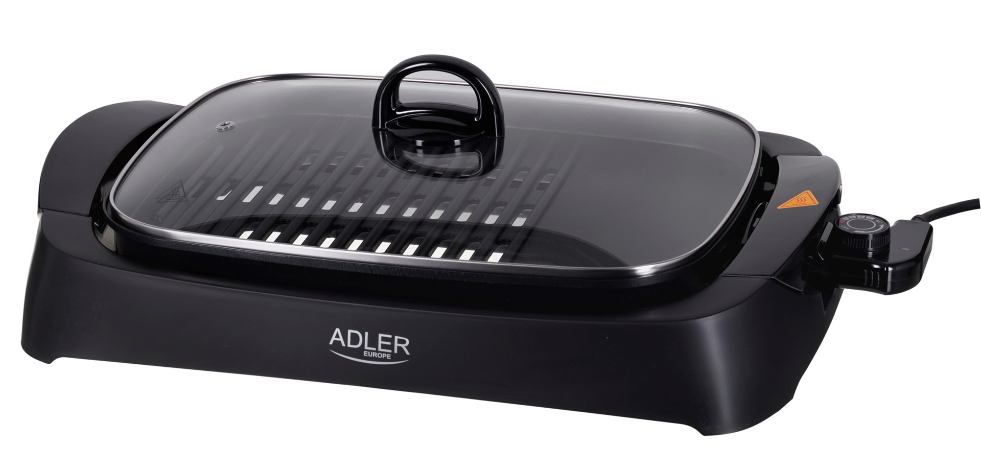 Grill elektryczny ADLER AD 6610 czarny z ruszt i patelnia — zdjęcie 1 z 8