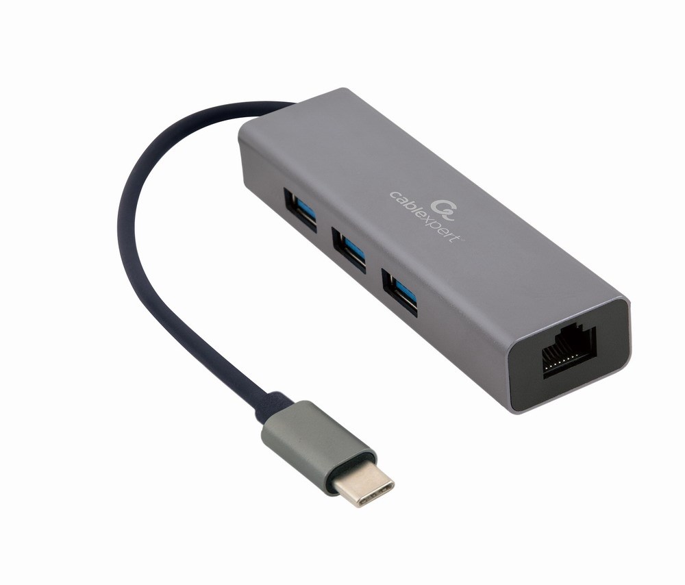 GEMBIRD ADAPTER USB-C -> LAN RJ-45 1GB HUB 3X USB 3.1 — zdjęcie 1 z 2