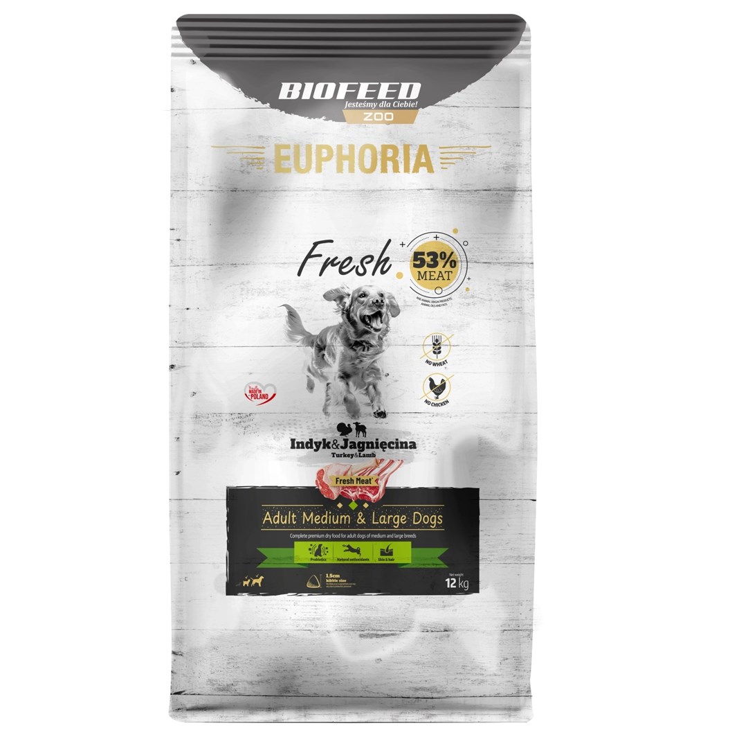 BIOFEED Euphoria Fresh Meat Indyk i Jagnięcina 12kg