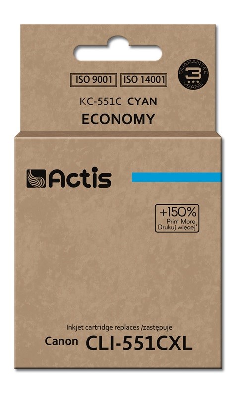 Actis KC-551C Tusz, Zamiennik Canon CLI-551C, 12 ml, Niebieski