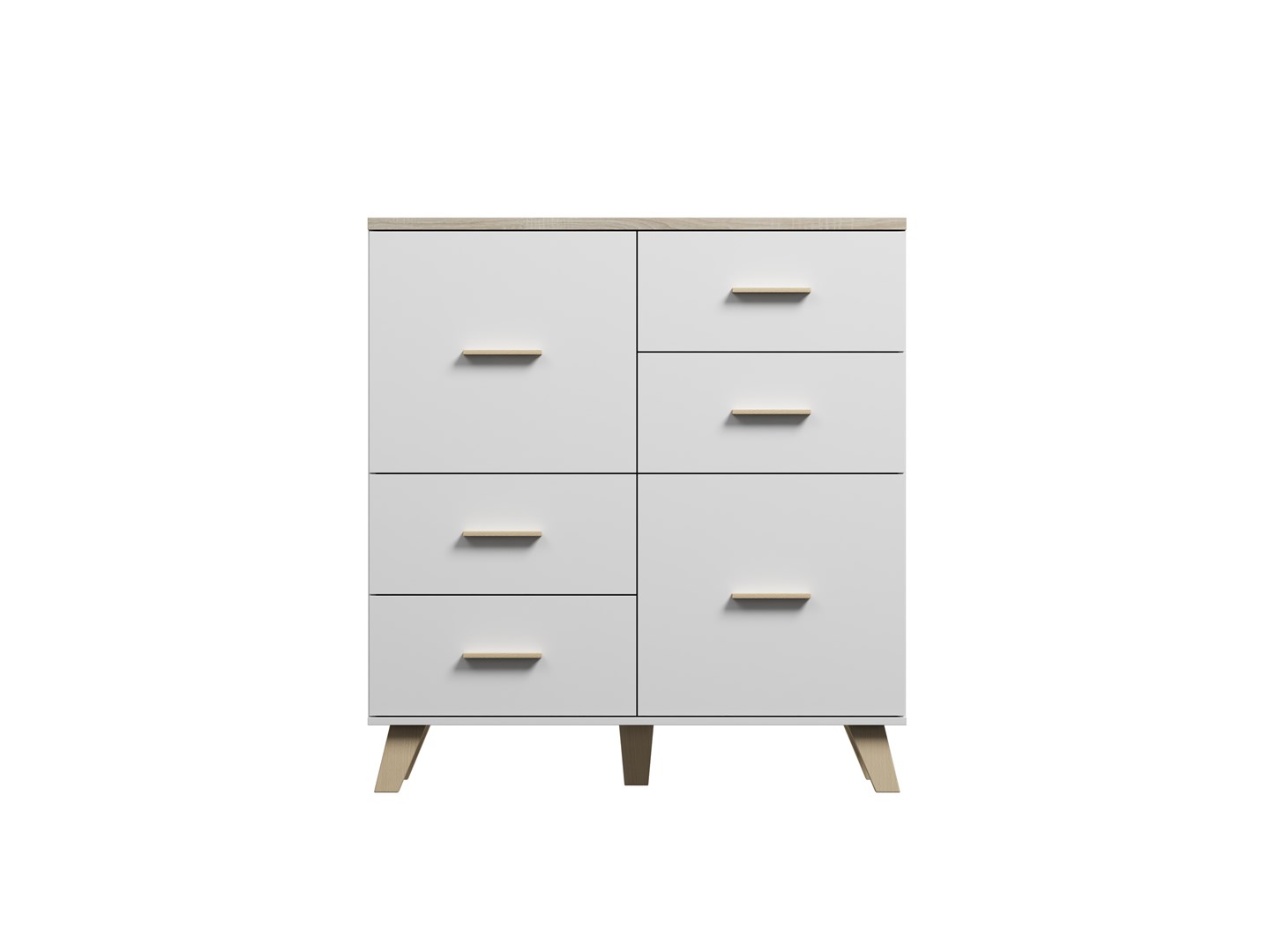 Komoda LOTTA 110 2D4S biały + dęb sonoma — zdjęcie 1 z 7