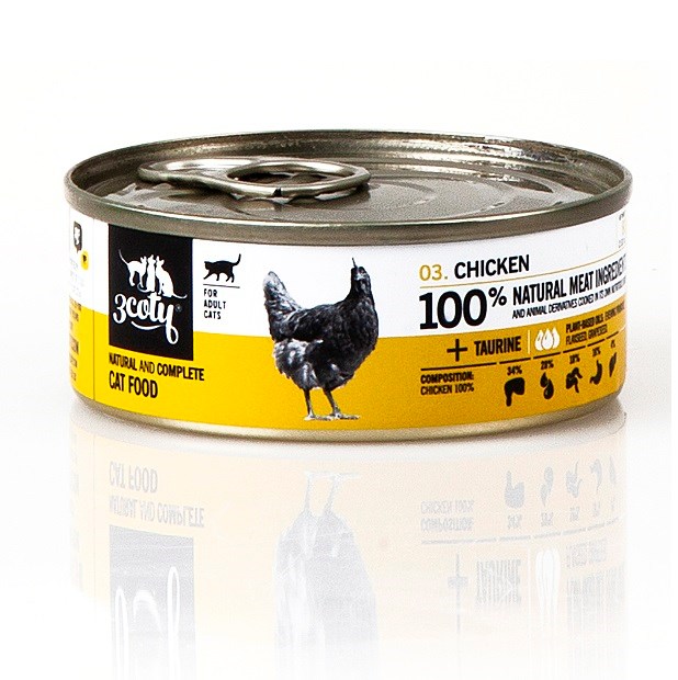 3Coty CHICKEN for Adult cats 80g - Mokra karmadla dorosłych kotów — zdjęcie 1 z 8