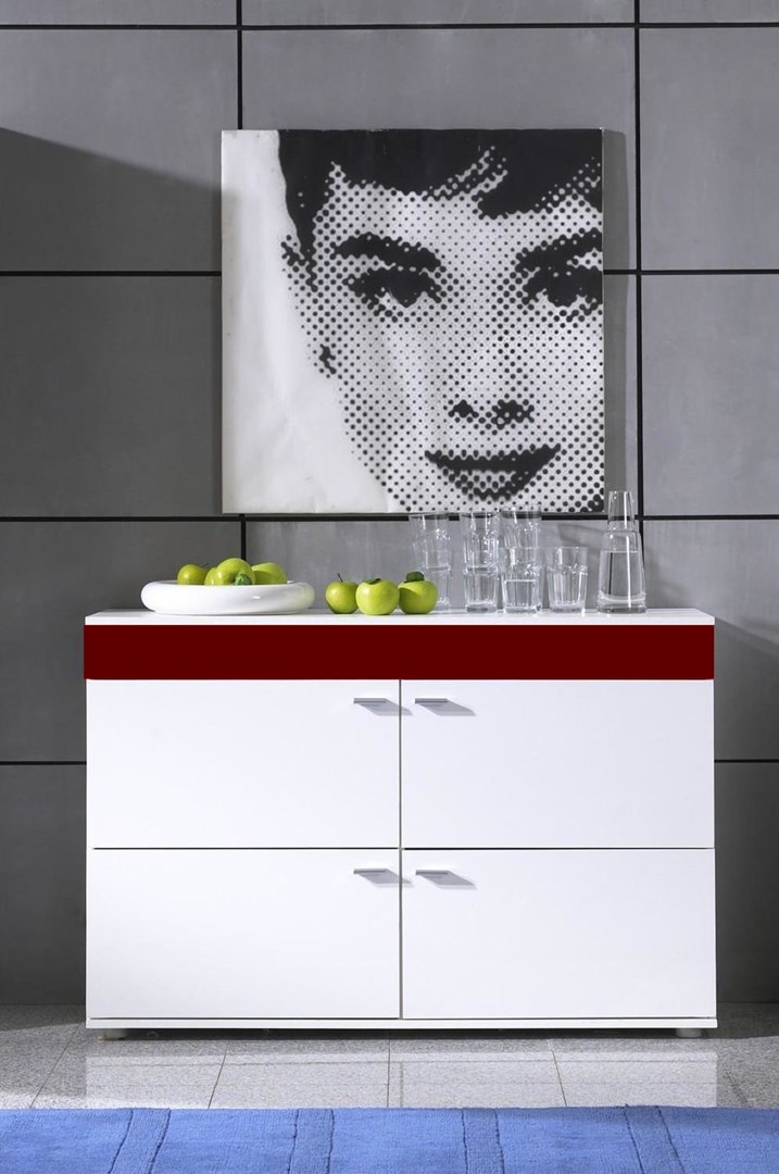 Komoda LOGO II biały/bordo 120x42x78cm