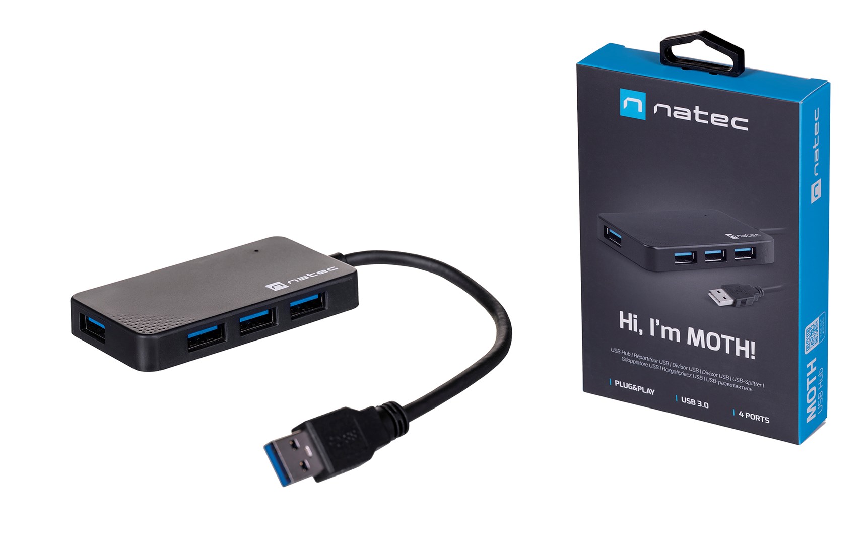 Hub NATEC Moth NHU-1342 (4x USB 3.0; czarny) — zdjęcie 1 z 8