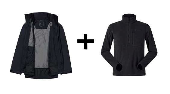 Kurtka Berghaus Hillwalker IA Shell M Czarna + Bluza Prism PT HZ M Czarna — zdjęcie 1 z 8