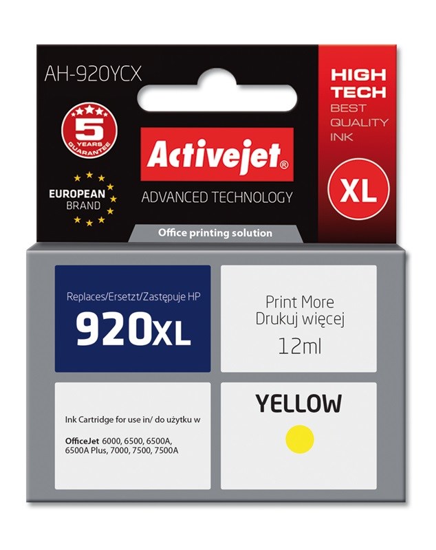 Activejet AH-920YCX Tusz, 12 ml, ööld — zdjęcie 1 z 2