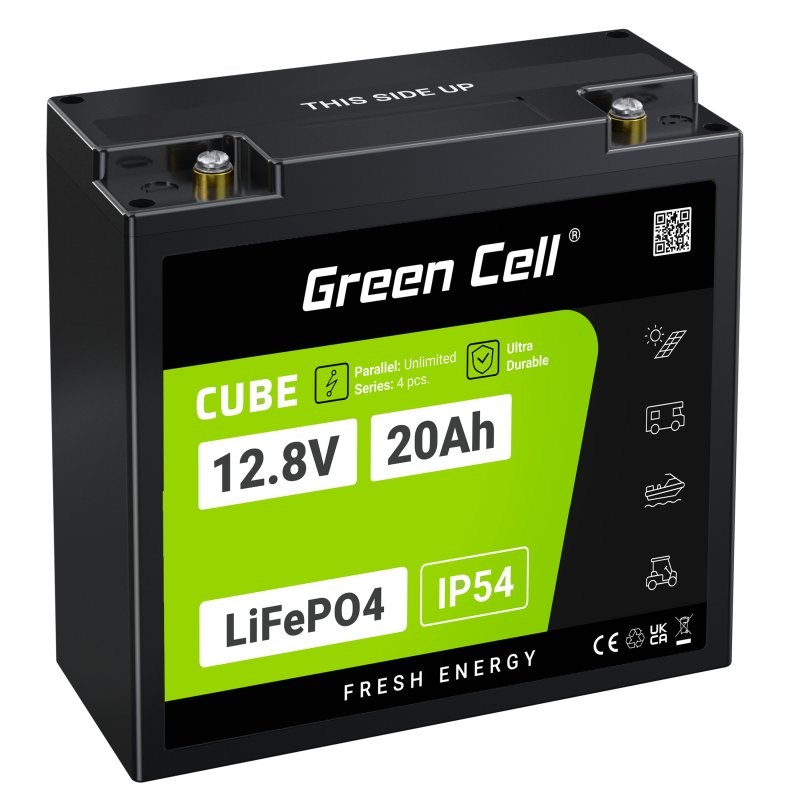 GREEN CELL AKUMULATOR LIFEPO4 CUBE 20AH 12V/12.8V 256WH — zdjęcie 1 z 8