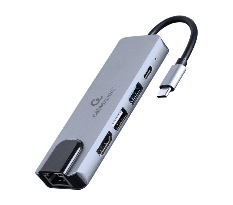 GEMBIRD MULTI ADAPTER USB TYP-C 5W1 SREBRNY — zdjęcie 1 z 2