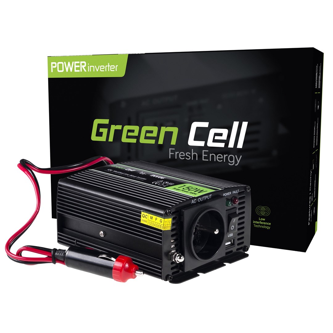 GREEN CELL PRZETWORNICA INV06 12V-230V 150W/300W — zdjęcie 1 z 5