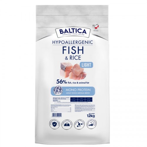 BALTICA NUTRACEUTIC Hypoallergenic Fish & Rice Light M 12kg — zdjęcie 1 z 2