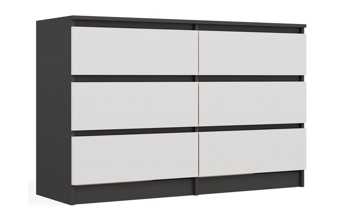 M6 MALWA KOMODA 120CM 6 SZUFLAD ANT/BIEL KOMPLET — zdjęcie 1 z 8