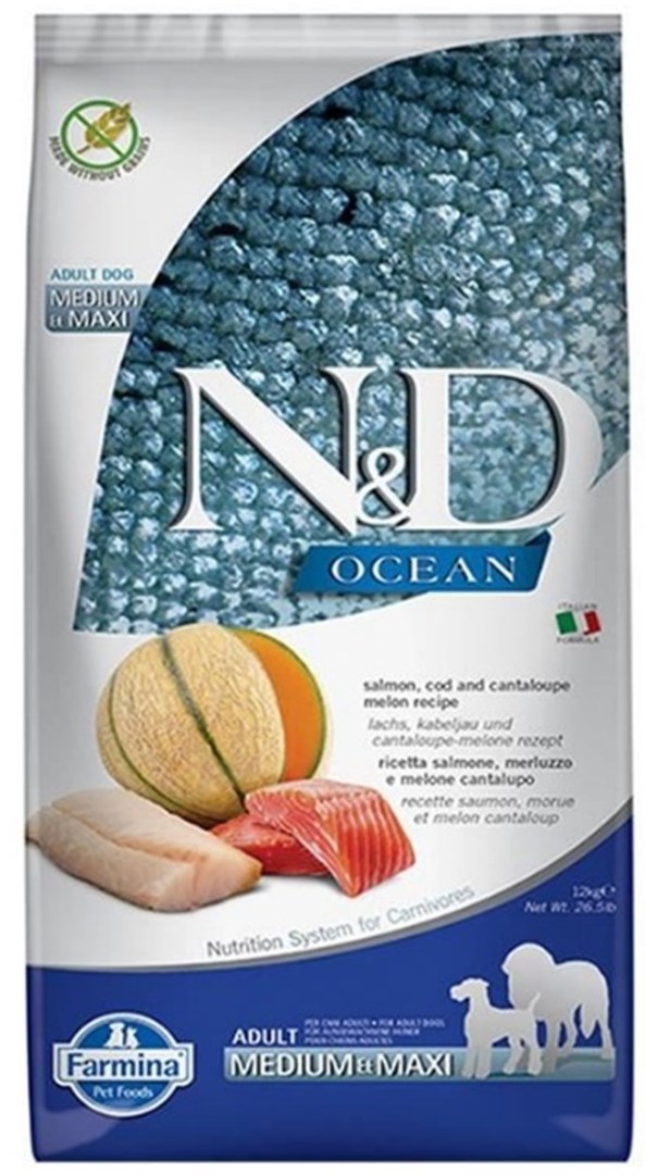 FARMINA N&D Ocean Dog Salmon, Cod, Cantaloupe 12 kg — zdjęcie 1 z 2