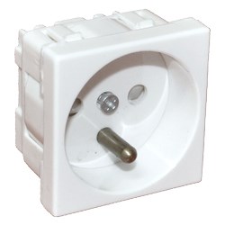 Alantec Gniazdo elektryczne 45x45, białe - 2P+Z