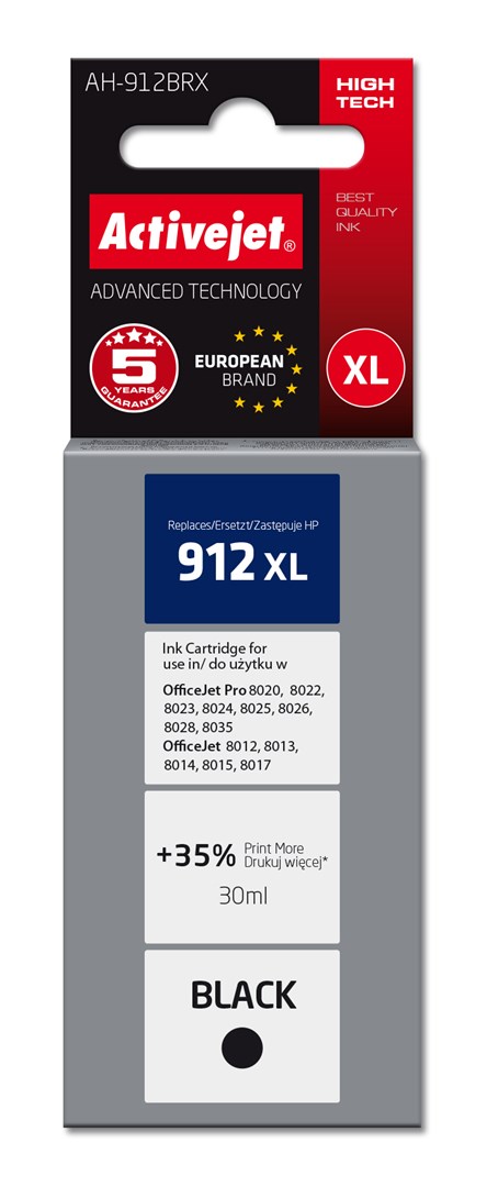 Activejet AH-912BRX Tusz, 30ml, czarny, kompatybilny z HP
