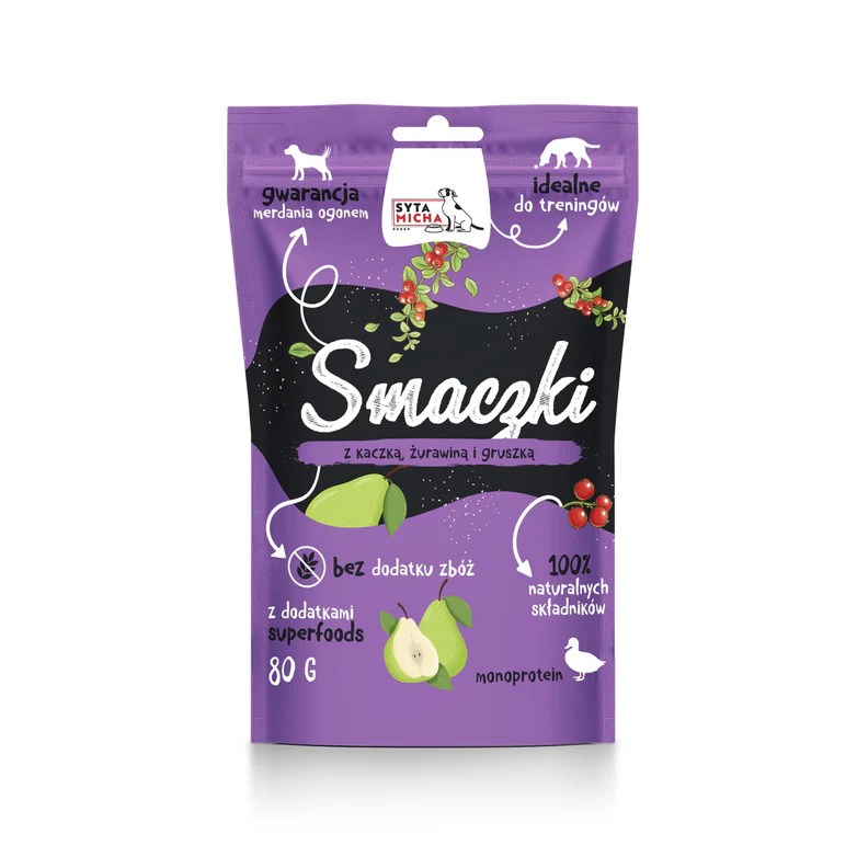 SYTA MICHA - Smaczki dla psa z kaczką, Żurawiną i gruszką 80g