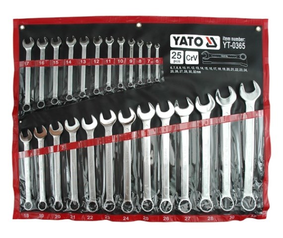 Zestaw Kluczy Płasko-Oczkowych YATO YT-0365, 25 El.