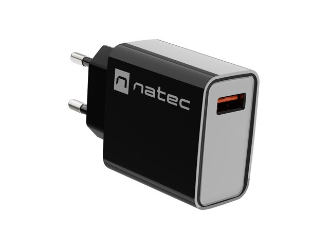 NATEC RIBERA USB-A 18W Ładowarka Sieciowa Czarna — zdjęcie 1 z 8