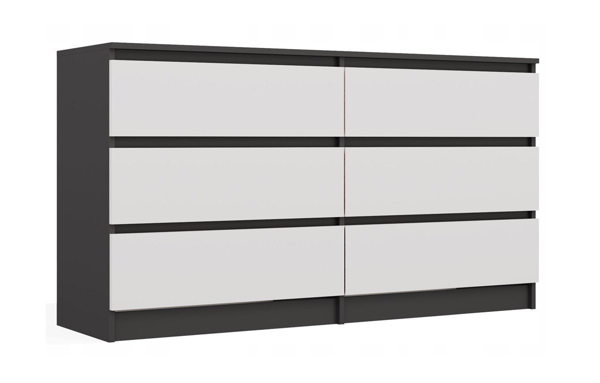 M6 MALWA KOMODA 140 CM 6 SZUFLAD ANT/BIEL — zdjęcie 1 z 8