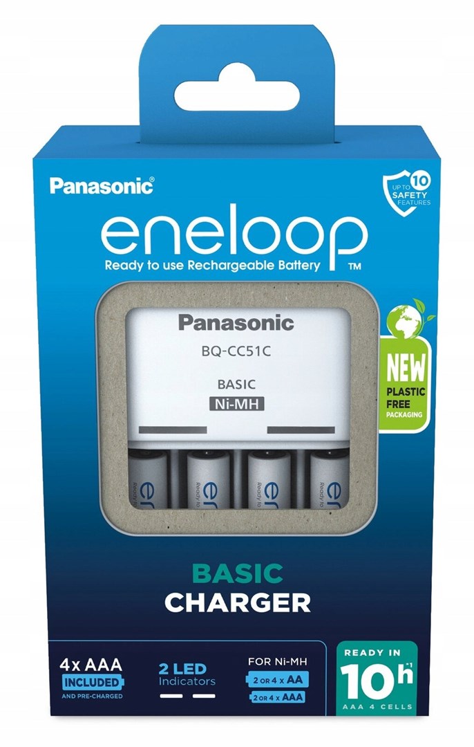 ŁADOWARKA PANASONIC BASIC + 4x AAA ENELOOP 800 mAh — zdjęcie 1 z 3