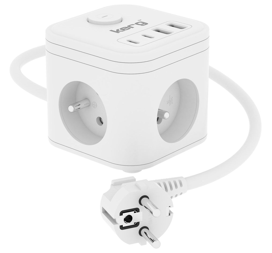 kerg smart - kostka zasilająca 3-gniazdowa + USB — zdjęcie 1 z 3