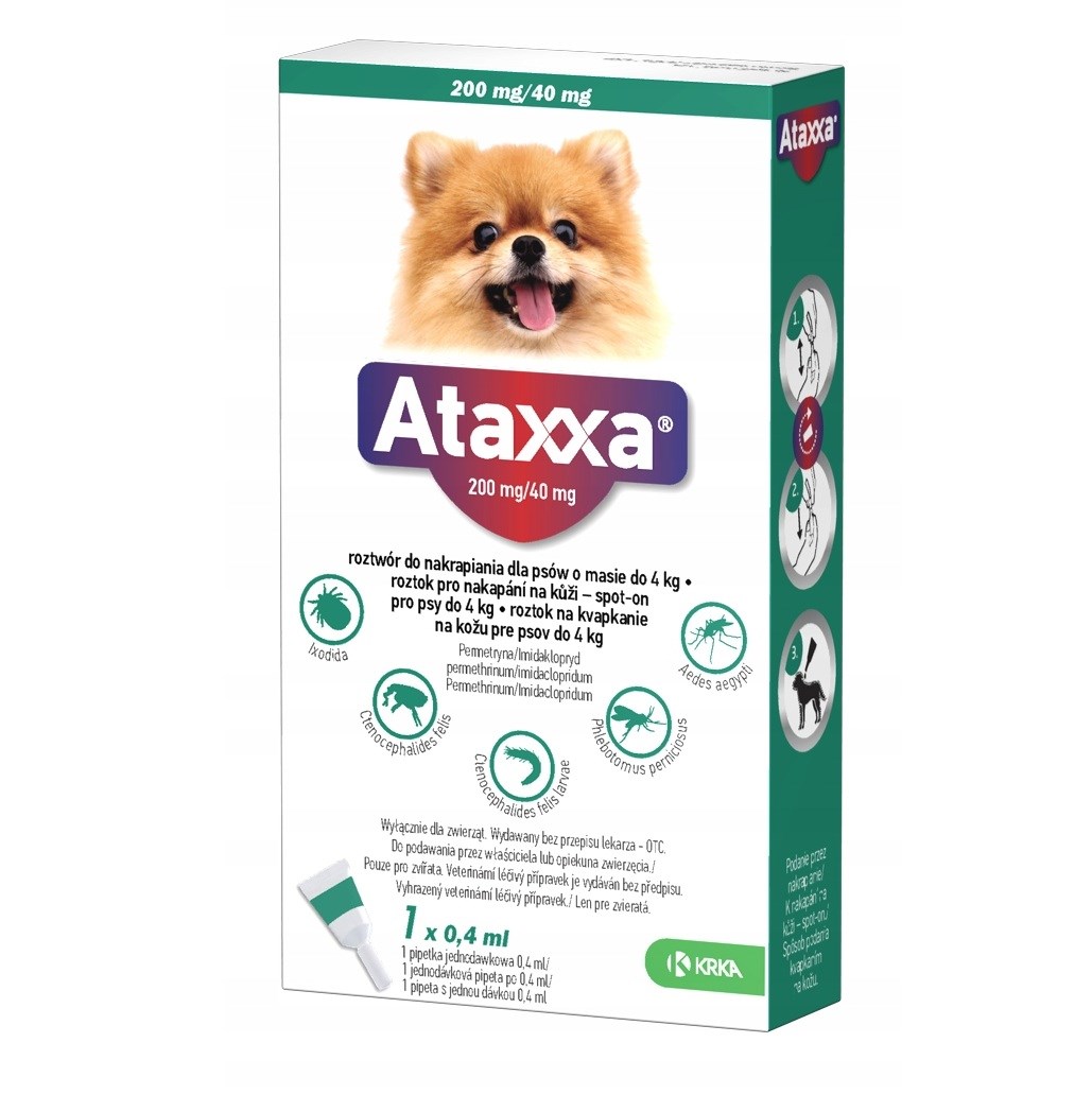 ATAXXA 200 MG/40 MG SPOT ON 0,4 ML 1 PIPETA DLA PSÓW