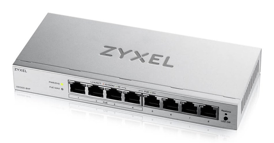 Switch Zyxel GS1200-8HP 8p v3 68W Managed Gigabit — zdjęcie 1 z 4