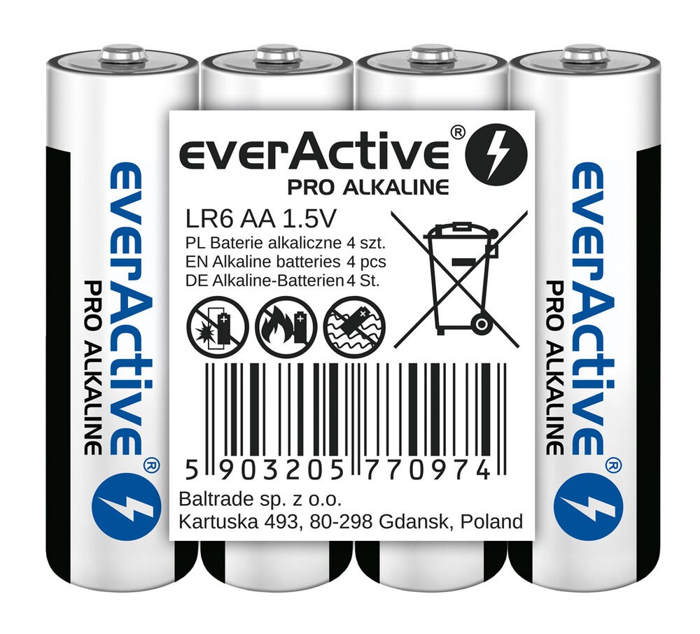 EVERACTIVE BATERIE ALKALICZNE AA 4 SZT, 1250 MAH — zdjęcie 1 z 3