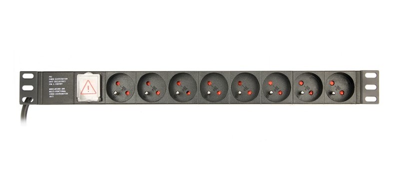 GEMBIRD LISTWA ZASILAJĄCA RACK 1U, 16A, 8 GNIAZD — zdjęcie 1 z 8