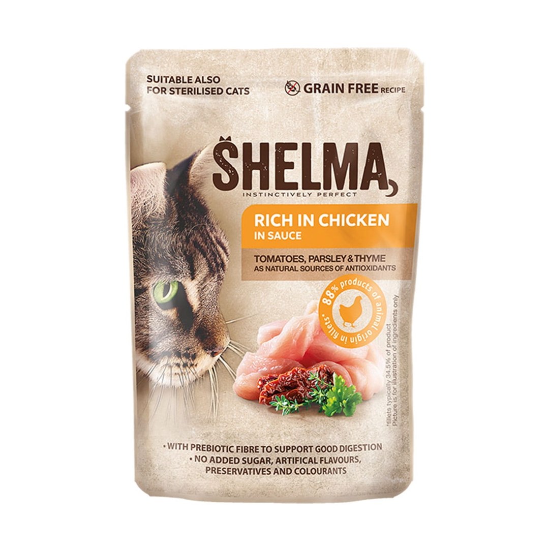 SHELMA saszetka z kurczakiem i pomidorami 85g — zdjęcie 1 z 5